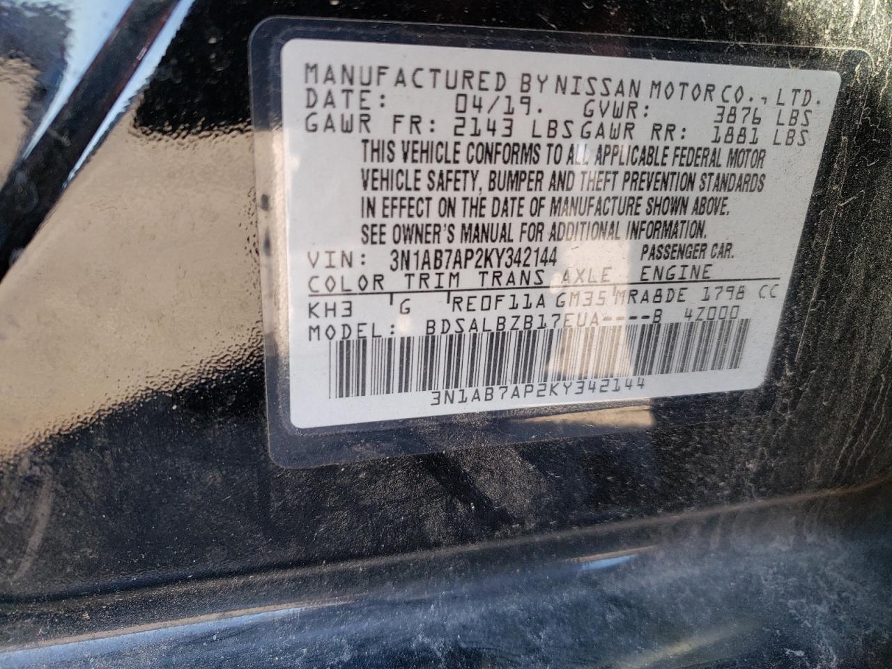 Photo 12 VIN: 3N1AB7AP2KY342144 - NISSAN SENTRA 