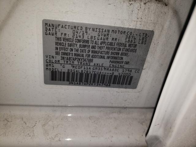 Photo 9 VIN: 3N1AB7AP2KY347988 - NISSAN SENTRA S 