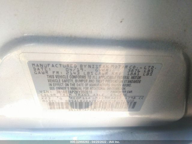 Photo 8 VIN: 3N1AB7AP2KY350518 - NISSAN SENTRA 