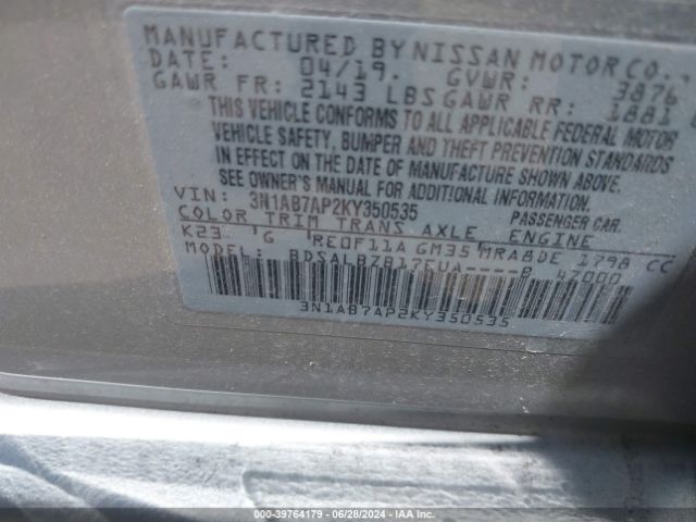 Photo 8 VIN: 3N1AB7AP2KY350535 - NISSAN SENTRA 