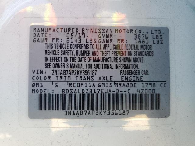 Photo 9 VIN: 3N1AB7AP2KY356187 - NISSAN SENTRA S 