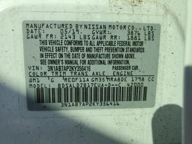 Photo 12 VIN: 3N1AB7AP2KY356416 - NISSAN SENTRA S 