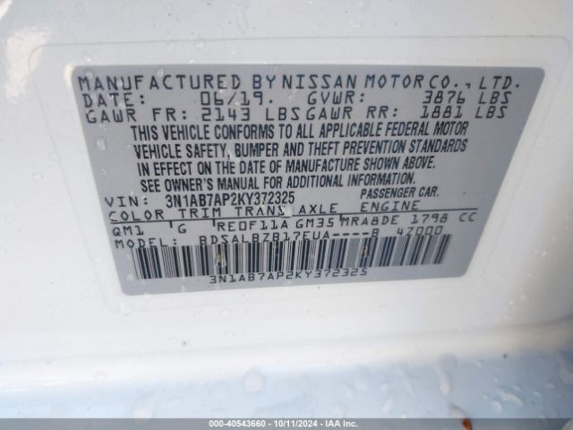 Photo 8 VIN: 3N1AB7AP2KY372325 - NISSAN SENTRA 