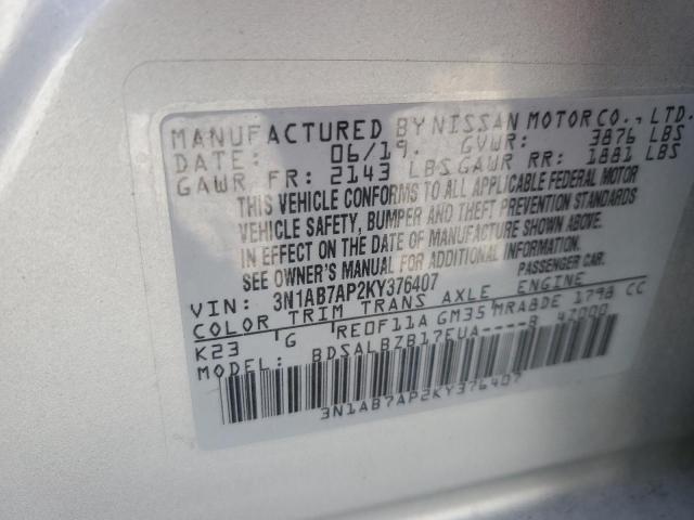 Photo 12 VIN: 3N1AB7AP2KY376407 - NISSAN SENTRA S 