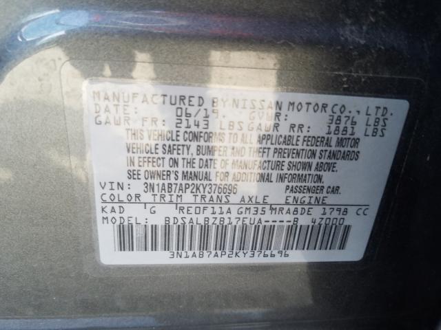 Photo 9 VIN: 3N1AB7AP2KY376696 - NISSAN SENTRA S 