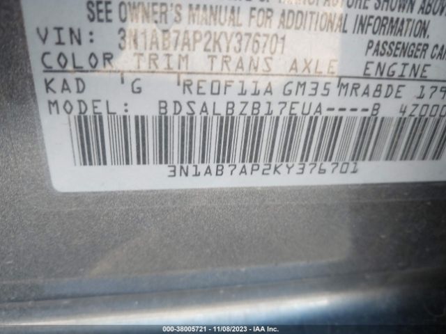 Photo 8 VIN: 3N1AB7AP2KY376701 - NISSAN SENTRA 