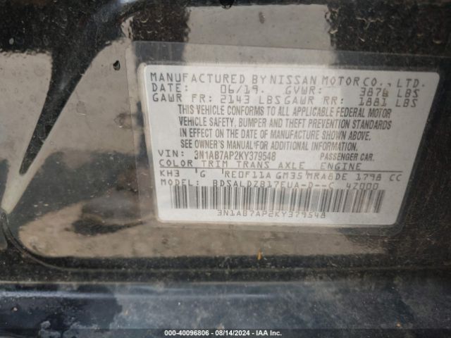 Photo 8 VIN: 3N1AB7AP2KY379548 - NISSAN SENTRA 