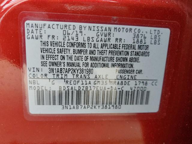 Photo 11 VIN: 3N1AB7AP2KY381980 - NISSAN SENTRA 