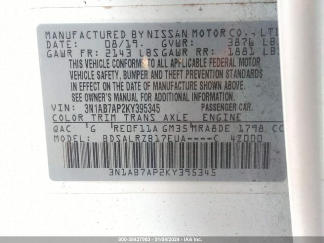 Photo 8 VIN: 3N1AB7AP2KY395345 - NISSAN SENTRA 