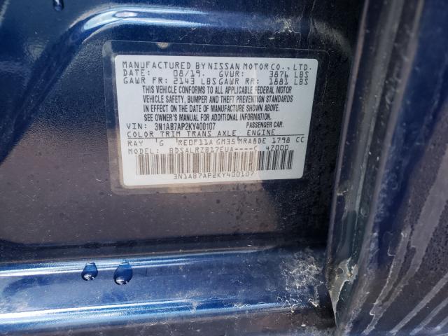 Photo 9 VIN: 3N1AB7AP2KY400107 - NISSAN SENTRA S 