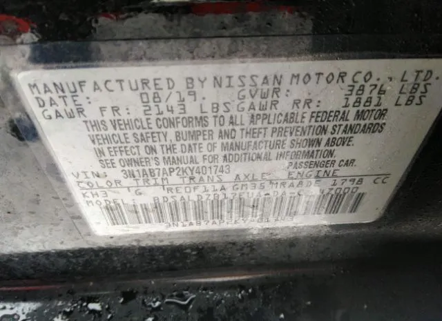 Photo 8 VIN: 3N1AB7AP2KY401743 - NISSAN SENTRA 