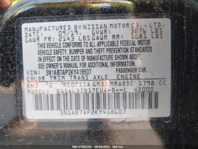 Photo 8 VIN: 3N1AB7AP2KY418607 - NISSAN SENTRA 