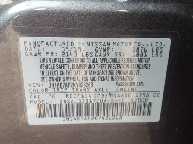 Photo 9 VIN: 3N1AB7AP2KY426268 - NISSAN SENTRA S 