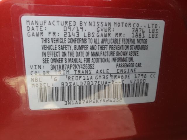 Photo 9 VIN: 3N1AB7AP2KY426352 - NISSAN SENTRA S 