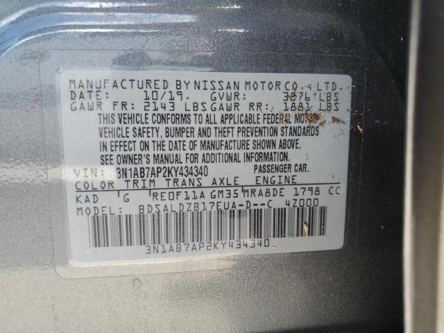 Photo 11 VIN: 3N1AB7AP2KY434340 - NISSAN SENTRA S 