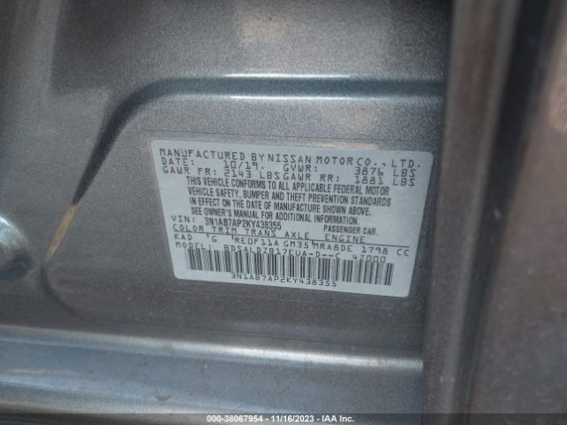 Photo 8 VIN: 3N1AB7AP2KY438355 - NISSAN SENTRA 