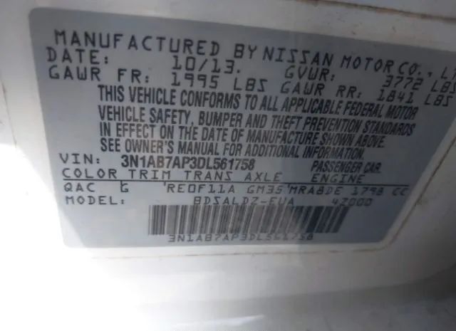 Photo 8 VIN: 3N1AB7AP3DL561758 - NISSAN SENTRA 