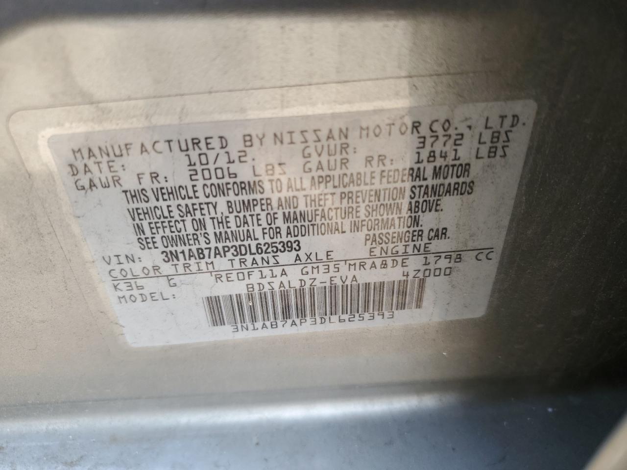 Photo 12 VIN: 3N1AB7AP3DL625393 - NISSAN SENTRA 