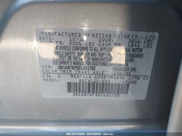 Photo 8 VIN: 3N1AB7AP3DL651752 - NISSAN SENTRA 