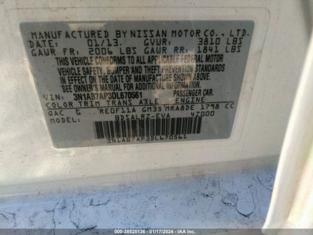 Photo 8 VIN: 3N1AB7AP3DL670561 - NISSAN SENTRA 