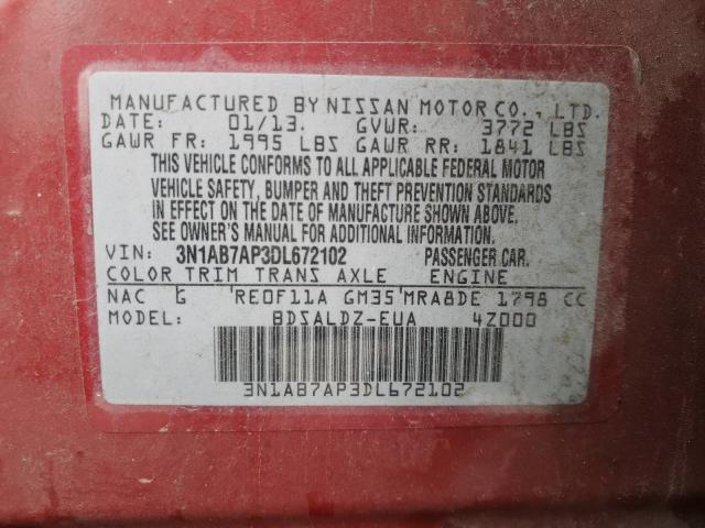 Photo 9 VIN: 3N1AB7AP3DL672102 - NISSAN SENTRA 