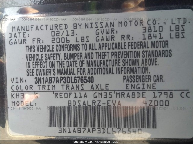 Photo 8 VIN: 3N1AB7AP3DL676540 - NISSAN SENTRA 