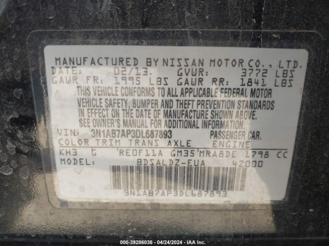 Photo 8 VIN: 3N1AB7AP3DL687893 - NISSAN SENTRA 