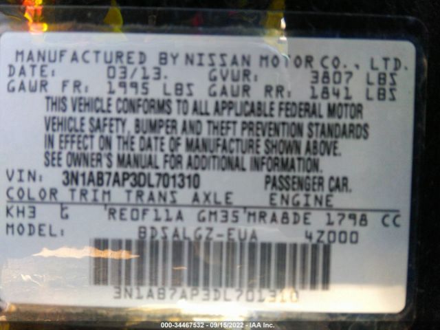 Photo 8 VIN: 3N1AB7AP3DL701310 - NISSAN SENTRA 