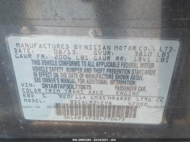 Photo 8 VIN: 3N1AB7AP3DL770675 - NISSAN SENTRA 