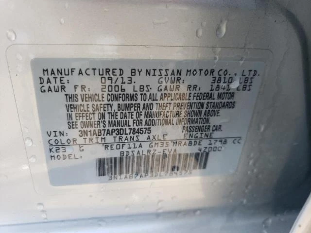 Photo 11 VIN: 3N1AB7AP3DL784575 - NISSAN SENTRA S 