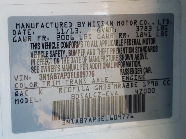 Photo 9 VIN: 3N1AB7AP3EL609776 - NISSAN SENTRA S 