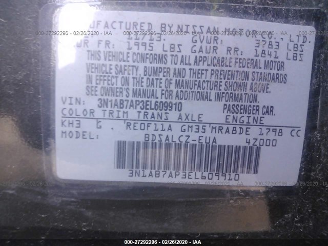 Photo 8 VIN: 3N1AB7AP3EL609910 - NISSAN SENTRA 