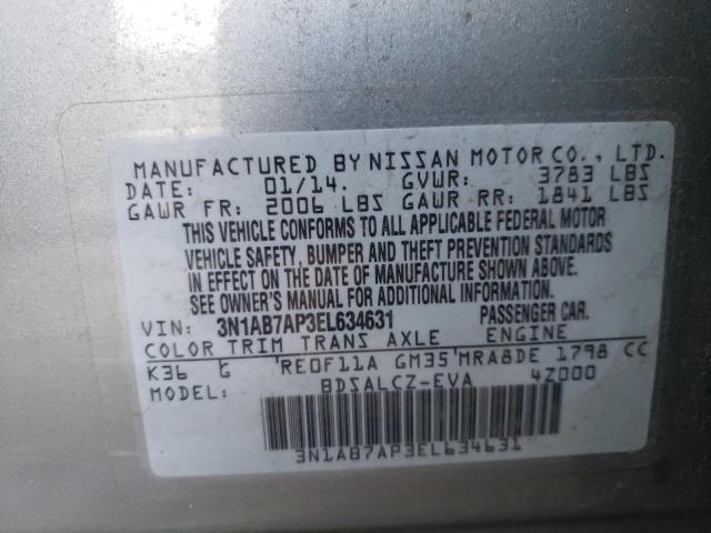 Photo 9 VIN: 3N1AB7AP3EL634631 - NISSAN SENTRA S 