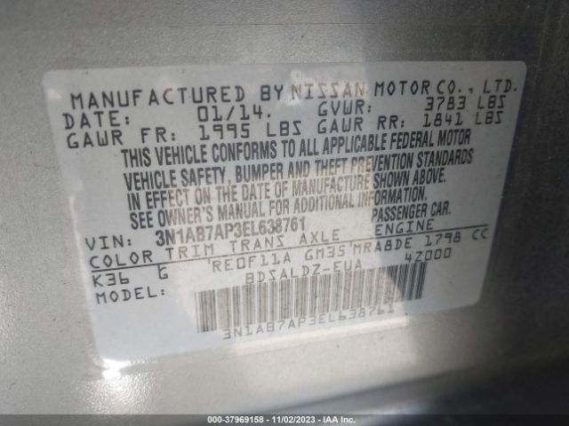 Photo 8 VIN: 3N1AB7AP3EL638761 - NISSAN SENTRA 