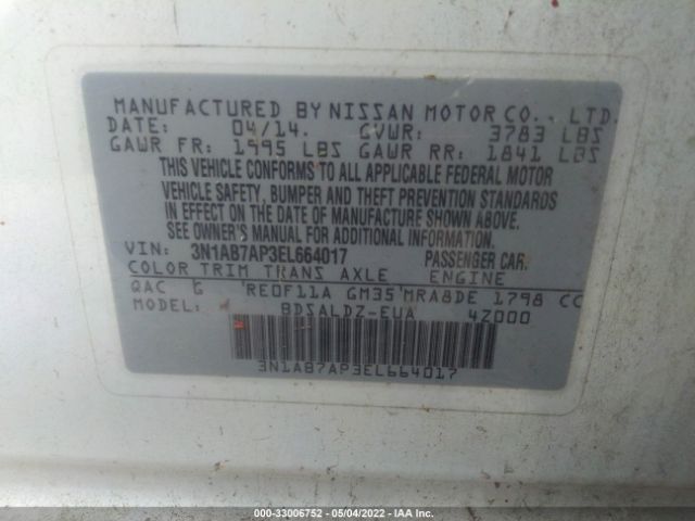 Photo 8 VIN: 3N1AB7AP3EL664017 - NISSAN SENTRA 