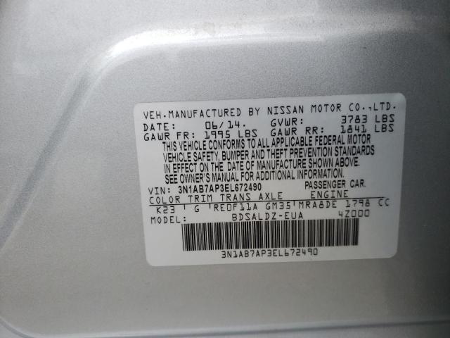 Photo 9 VIN: 3N1AB7AP3EL672490 - NISSAN SENTRA S 