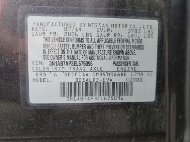 Photo 9 VIN: 3N1AB7AP3EL675096 - NISSAN SENTRA S 