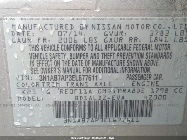 Photo 8 VIN: 3N1AB7AP3EL677611 - NISSAN SENTRA 