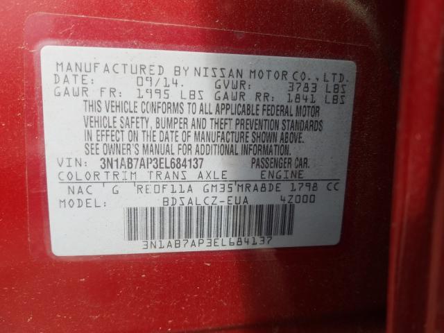 Photo 9 VIN: 3N1AB7AP3EL684137 - NISSAN SENTRA S 