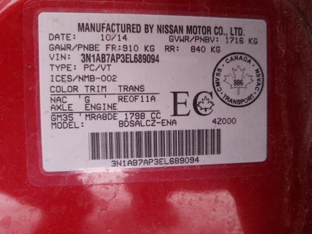 Photo 9 VIN: 3N1AB7AP3EL689094 - NISSAN SENTRA S 