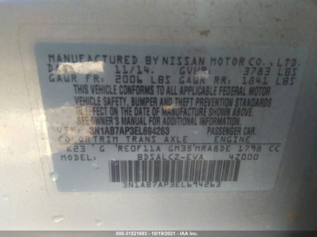 Photo 8 VIN: 3N1AB7AP3EL694263 - NISSAN SENTRA 