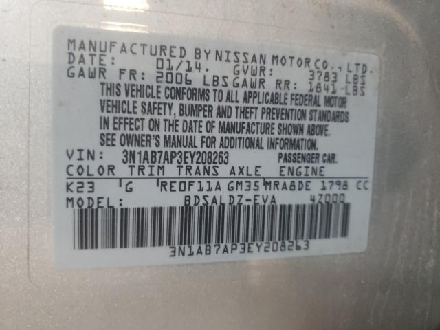 Photo 9 VIN: 3N1AB7AP3EY208263 - NISSAN SENTRA S 