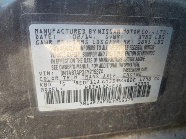 Photo 9 VIN: 3N1AB7AP3EY215374 - NISSAN SENTRA S 