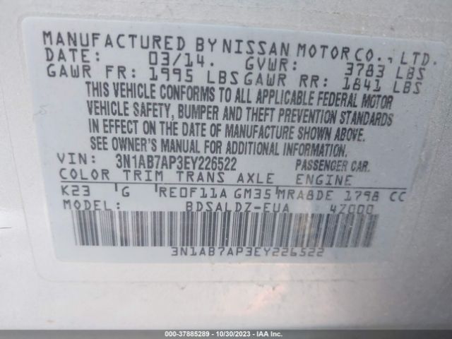 Photo 8 VIN: 3N1AB7AP3EY226522 - NISSAN SENTRA 