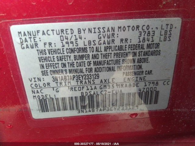 Photo 8 VIN: 3N1AB7AP3EY233129 - NISSAN SENTRA 