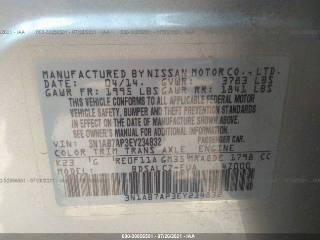 Photo 8 VIN: 3N1AB7AP3EY234832 - NISSAN SENTRA 