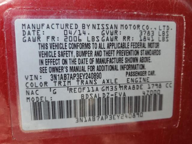 Photo 9 VIN: 3N1AB7AP3EY240890 - NISSAN SENTRA S 