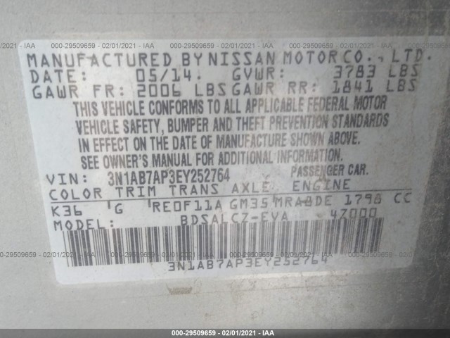 Photo 8 VIN: 3N1AB7AP3EY252764 - NISSAN SENTRA 