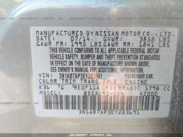 Photo 8 VIN: 3N1AB7AP3EY283691 - NISSAN SENTRA 