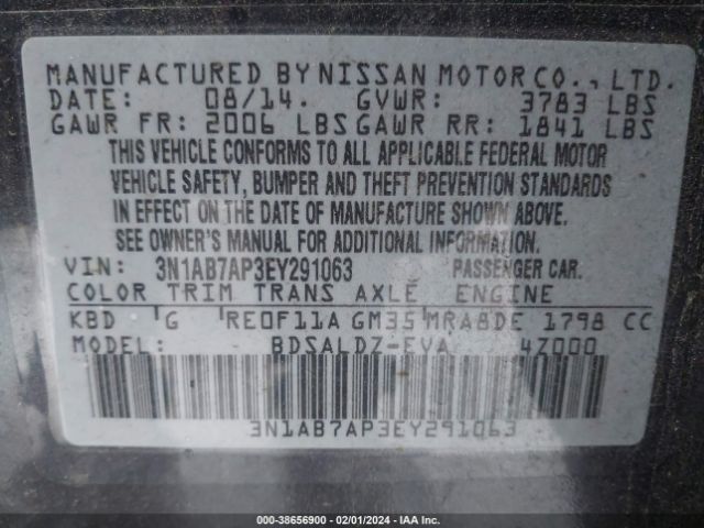 Photo 8 VIN: 3N1AB7AP3EY291063 - NISSAN SENTRA 